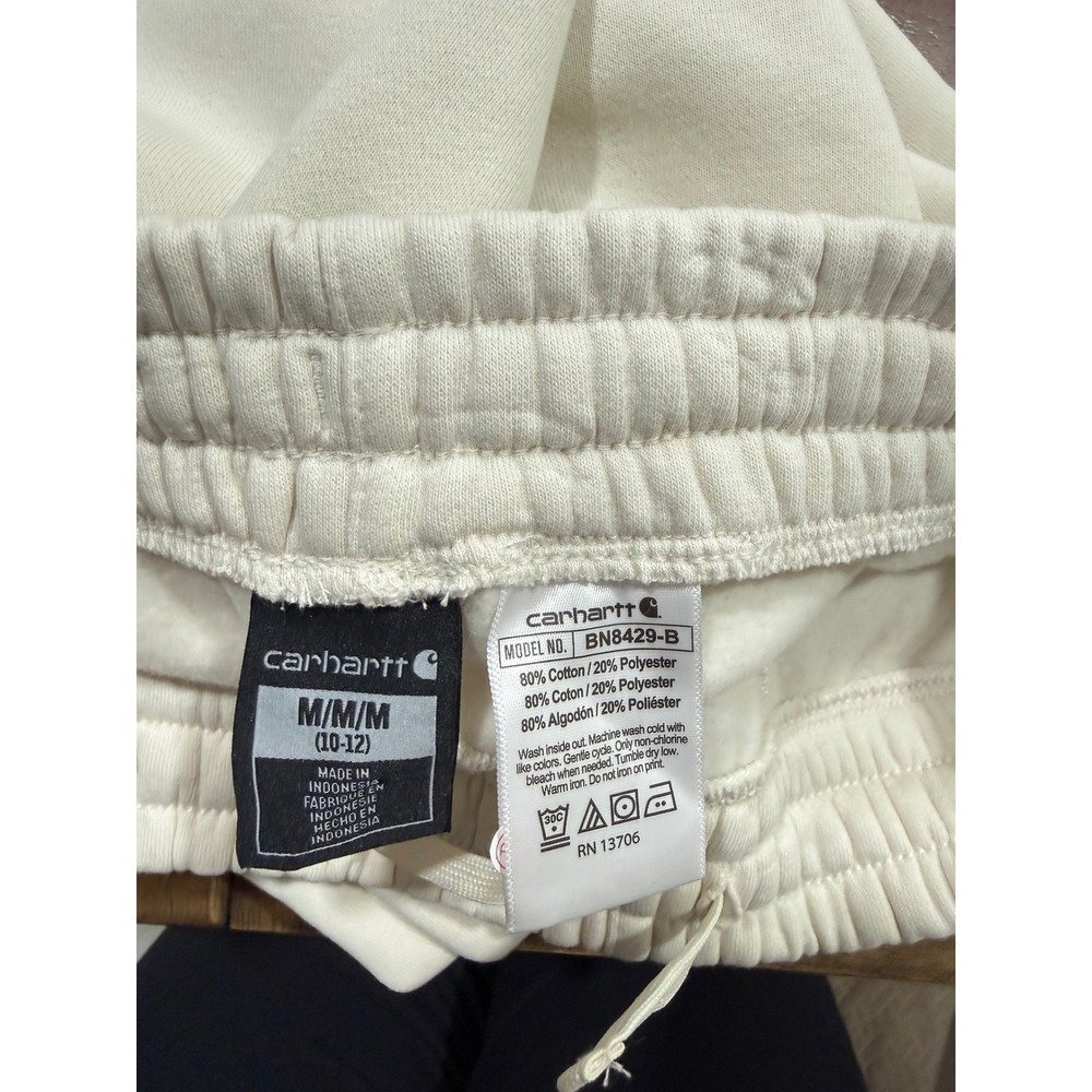 Carhartt Boys M 10-12 Fleece Logo Sweatpants Birch Cream Joggers NWT - Picture 5 of 5